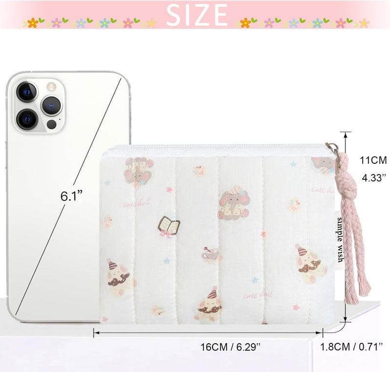 Modacarry Store Cotton Quilted Floral Coin Purse Digital Camera Pouch with Cute Prints Zipper for Women Girls (ELEPHANT) - Image 3